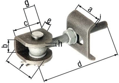 Charnière de portail GAH 50x20x45x120x25x45x6x5mm (3000200600)