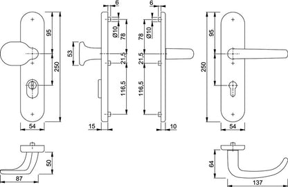 HOPPE Schutzgarnitur San Francisco 86G/3332ZA/3310/1301 Aluminium F1 ( 3000202009 )