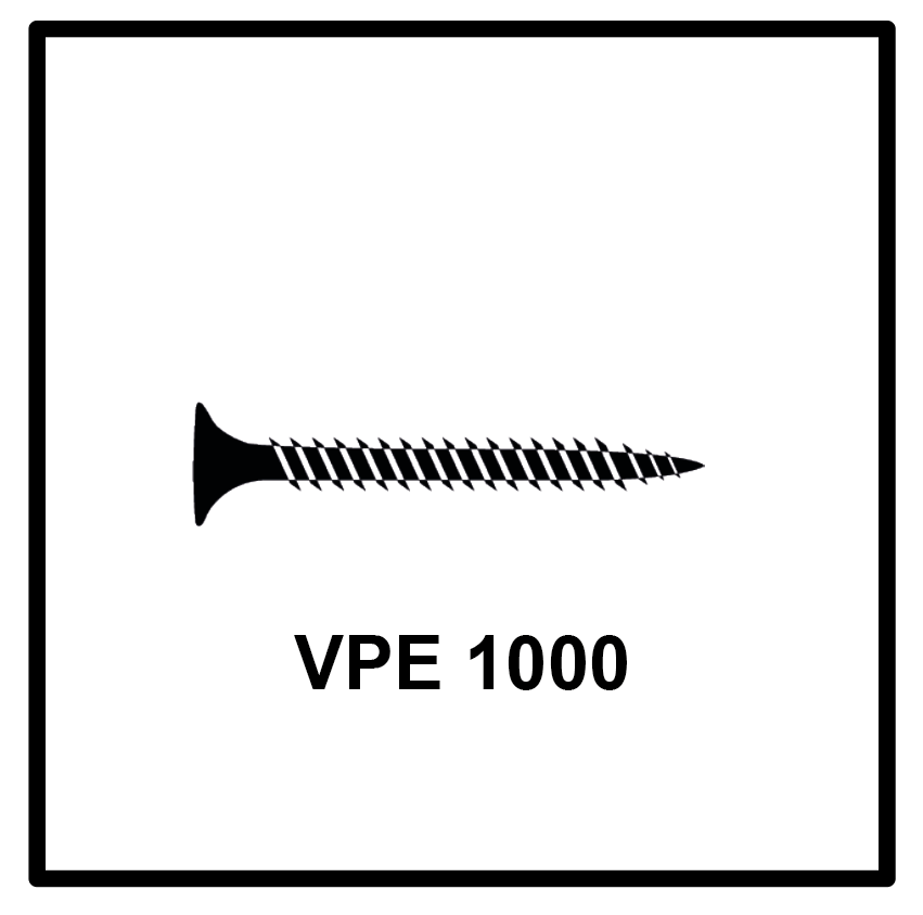 Technofast GF3935TE 1000 x Gipskartonschrauben Trockenbauschrauben 3,9 x 35 PH2 Grobgewinde - Toolbrothers