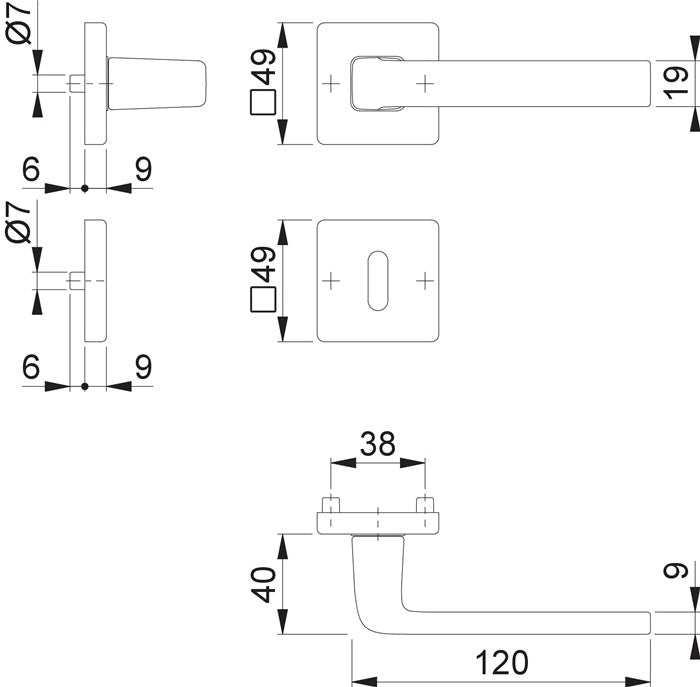 HOPPE jeu de rosaces Dublin 1124 / 843KV/843KVS aluminium F94-1 (3000203141)