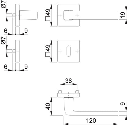 HOPPE Rosettengarnitur Dublin 1124 / 843KV/843KVS Aluminium F94-1 ( 3000203141 )