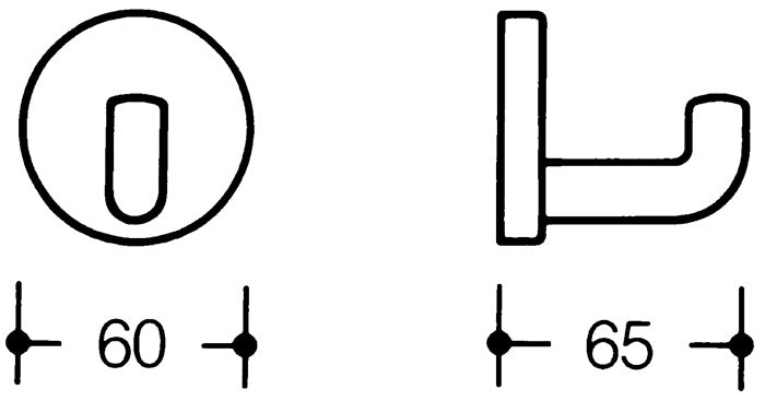 HEWI Einzelhaken 477.90.045 einfach Ausladung 65 mm ( 3000206813 )