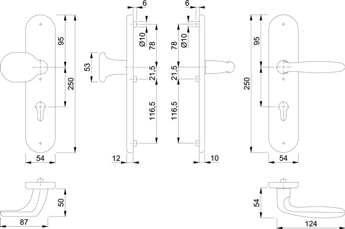 HOPPE kit de protection Vérone 86G/3331/3310/1510 aluminium F1 (3000209097)