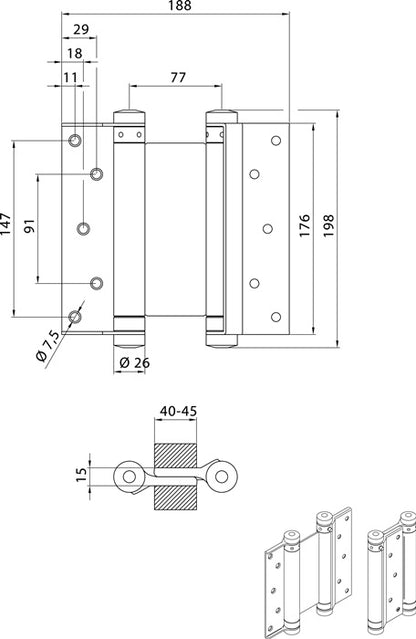 Charnière pour porte battante DENI, acier galvanisé (3000215041)