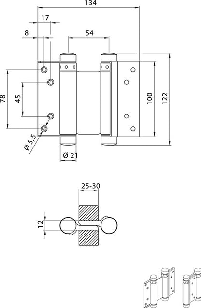 Charnière pour porte battante DENI, acier galvanisé (3000215047)