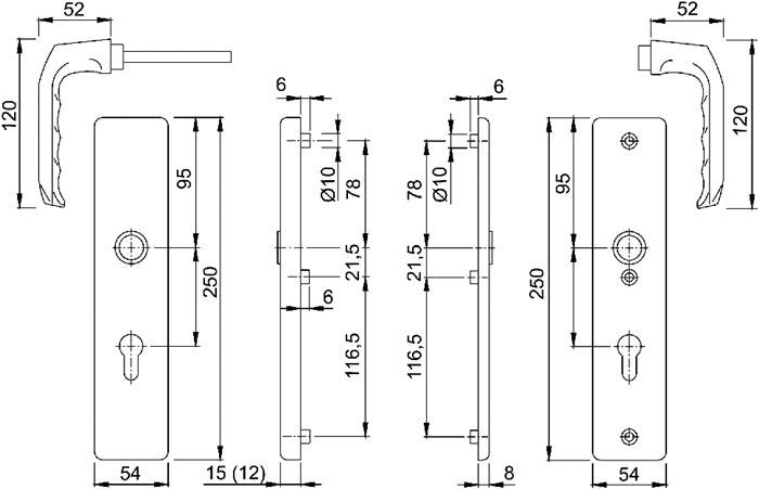 HOPPE Schutzgarnitur London 113/2221A/2440 Aluminium F2 ( 3000250104 )