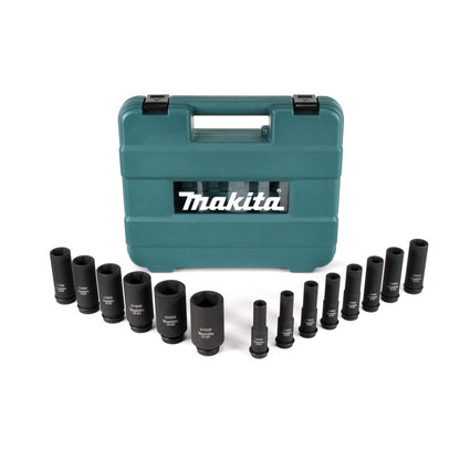 Makita Steckschlüssel Satz 10 - 32 mm 1/2" 14 tlg. + Koffer ( B-52308 ) für Schlagschrauber - Toolbrothers