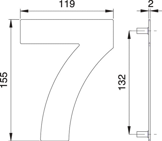 Numéro de maison EDI chiffre 7 acier inoxydable mat (3000261322)