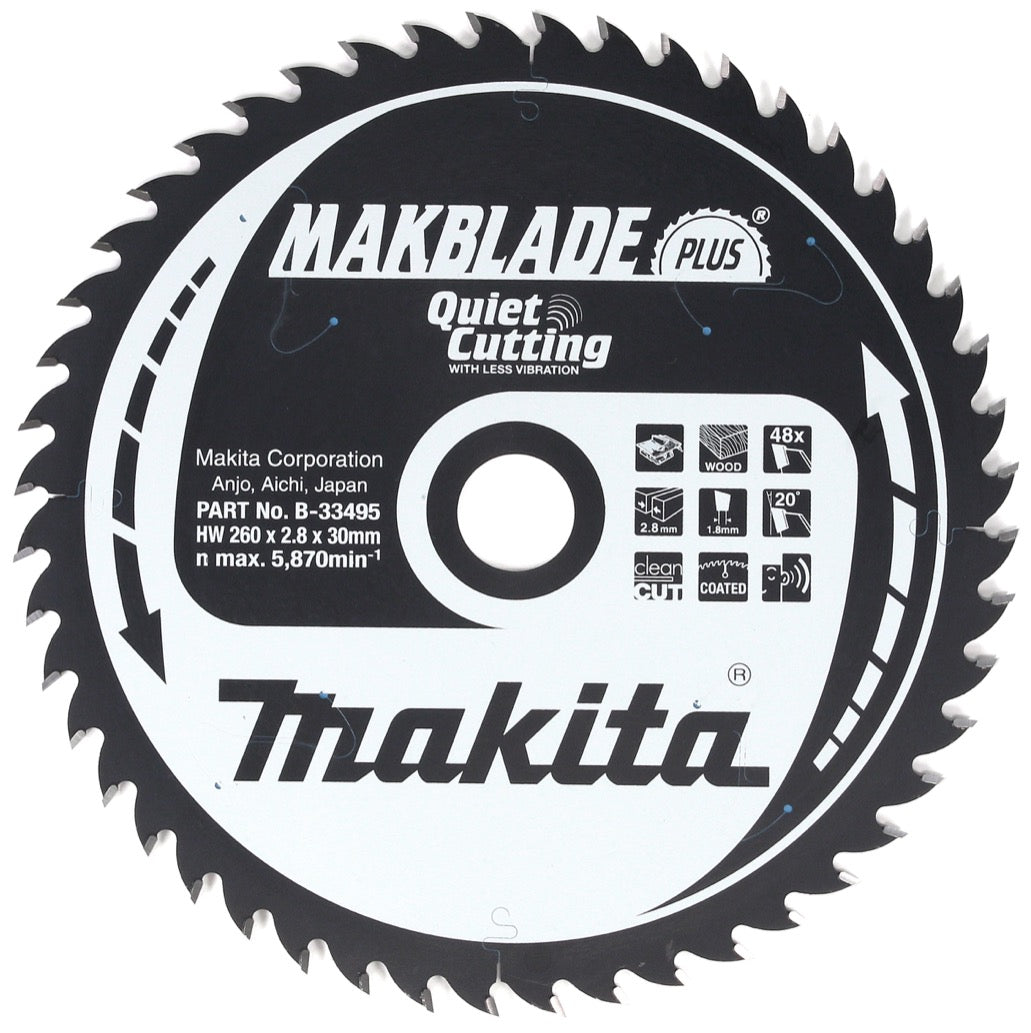 Makita MAKBLADE PLUS Kreissägeblatt für Holz 260 x 30 x 2,8 mm 48 Zähne ( B-33495 ) - Toolbrothers