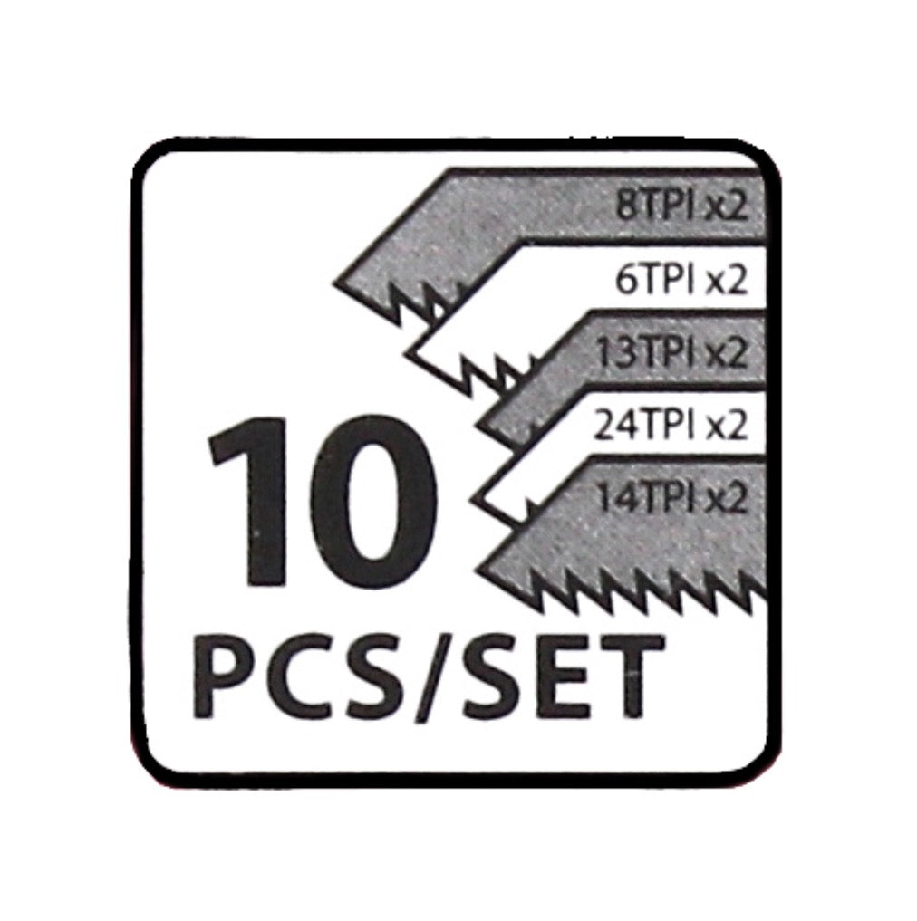 Makita Stichsägeblätter Sortiment A, für Holz und Metall  - 10 Stück, verschiedene Blätter für Stichsägen mit T-Schaft Aufnahme + Aufbewahrungsbox ( B-44410 ) - Toolbrothers