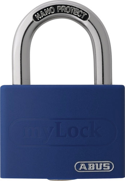 Cadenas à cylindre ABUS T65AL/40 bleu lisse. Corps de serrure largeur 43 mm (3000280252).