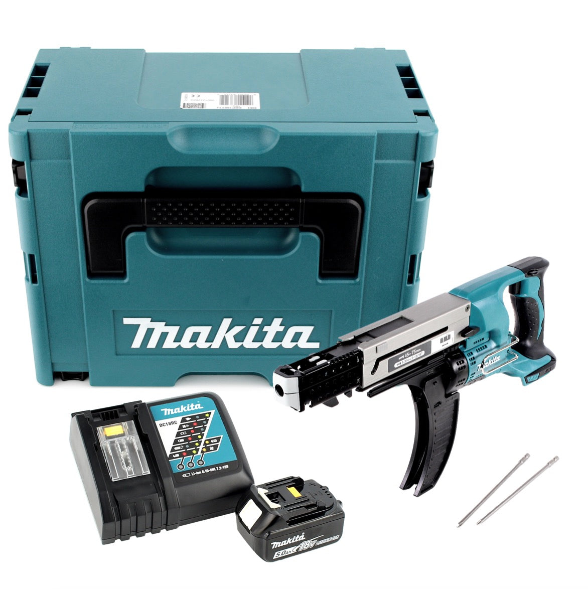 Makita DFR 750 RT1J Akku Magazinschrauber 18V 45-75mm + 1x Akku 5,0Ah + Ladegerät + Makpac - Toolbrothers