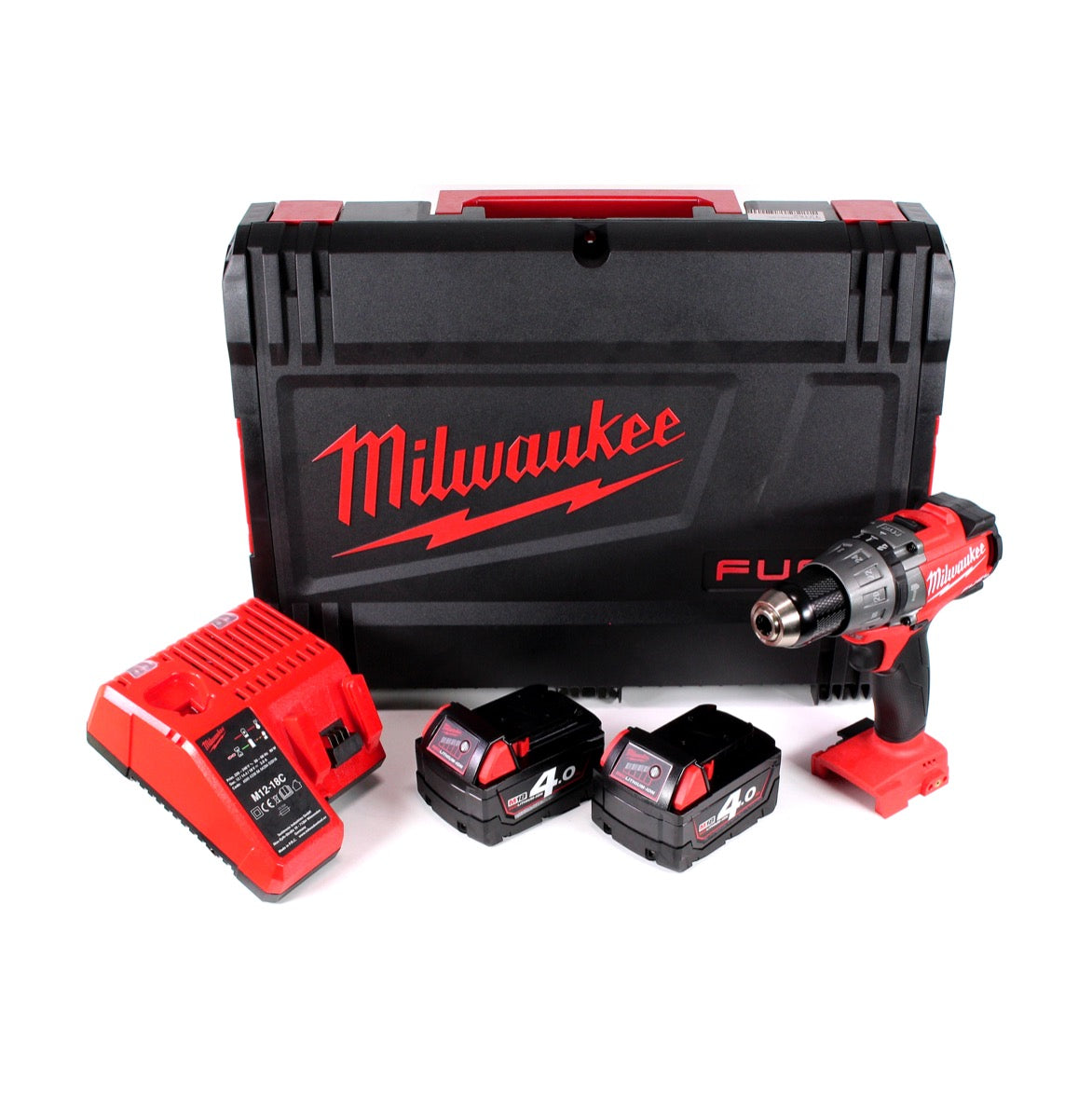 Milwaukee M18 FPD-402C Akku Schlagbohrschrauber 135 Nm im HD System Koffer mit 2x M18 B4 4,0 Ah Akku und M12-18C Ladegerät - Toolbrothers