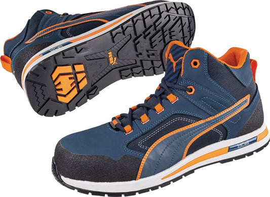 PUMA Sicherheitsstiefel Crosstwist MID Größe 40 blau/orange ( 4000374565 )