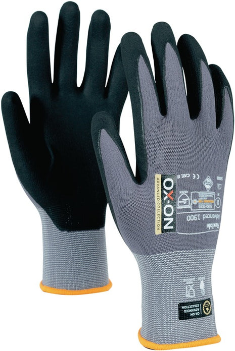 Gants OX-ON Flexible Advanced 1900 taille 8 noir/gris clair (4000391379)