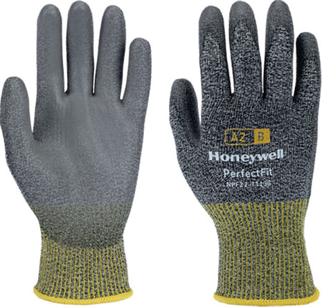 HONEYWELL Guantes de protección contra cortes New Perfect Fit 13G PU A2/B talla 8 gris/amarillo (4000391437)