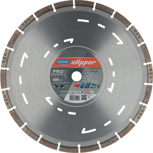 Disque à tronçonner diamanté NORTON CLIPPER 4 x 4 Explorer Ø 400 mm alésage 25,4 mm (4000818805)