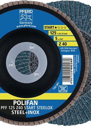 Rondelle dentée PFERD POLIFAN Z START STEELOX Ø 125 mm grain Z-40 plat (4000844218)