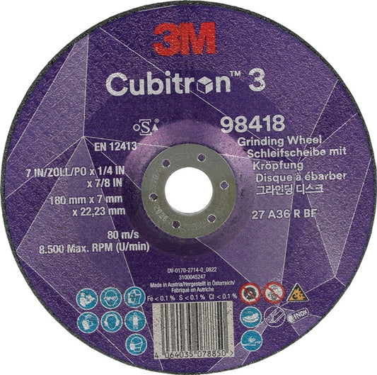 Disque abrasif 3M Cubitron™ 3 D180xS7mm grain 36+ (4000844236)