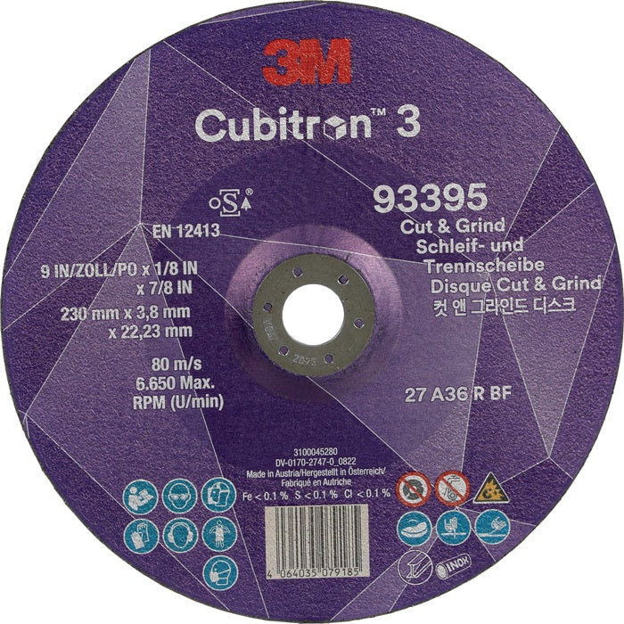 Disque de meulage 3M Cubitron™ 3 Cut and Grind D230xS3,2mm grain 36+ (4000844297)