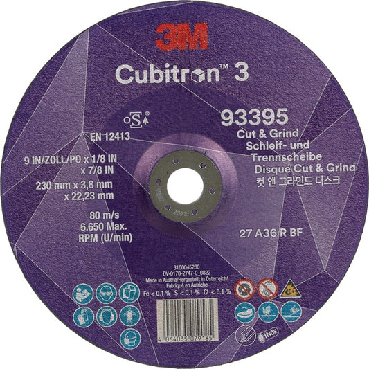 Disque de meulage 3M Cubitron™ 3 Cut and Grind D230xS3,2mm grain 36+ (4000844297)