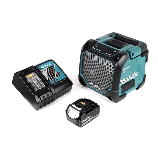 Makita DMR 202 RF1 Baustellen Lautsprecher 18V - für Akku- und Netzbetrieb, mit Bluetooth-Funktion, AUX-Anschluss, USB-Port, LCD Display + 1x 3,0 Ah Akku + Ladegerät - Toolbrothers