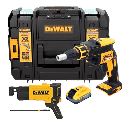 DeWalt DCF 620 NT Akku Trockenbauschrauber 18 V 30 Nm Brushless + 1x Powerstack Akku 5,0 Ah + TSTAK - ohne Ladegerät