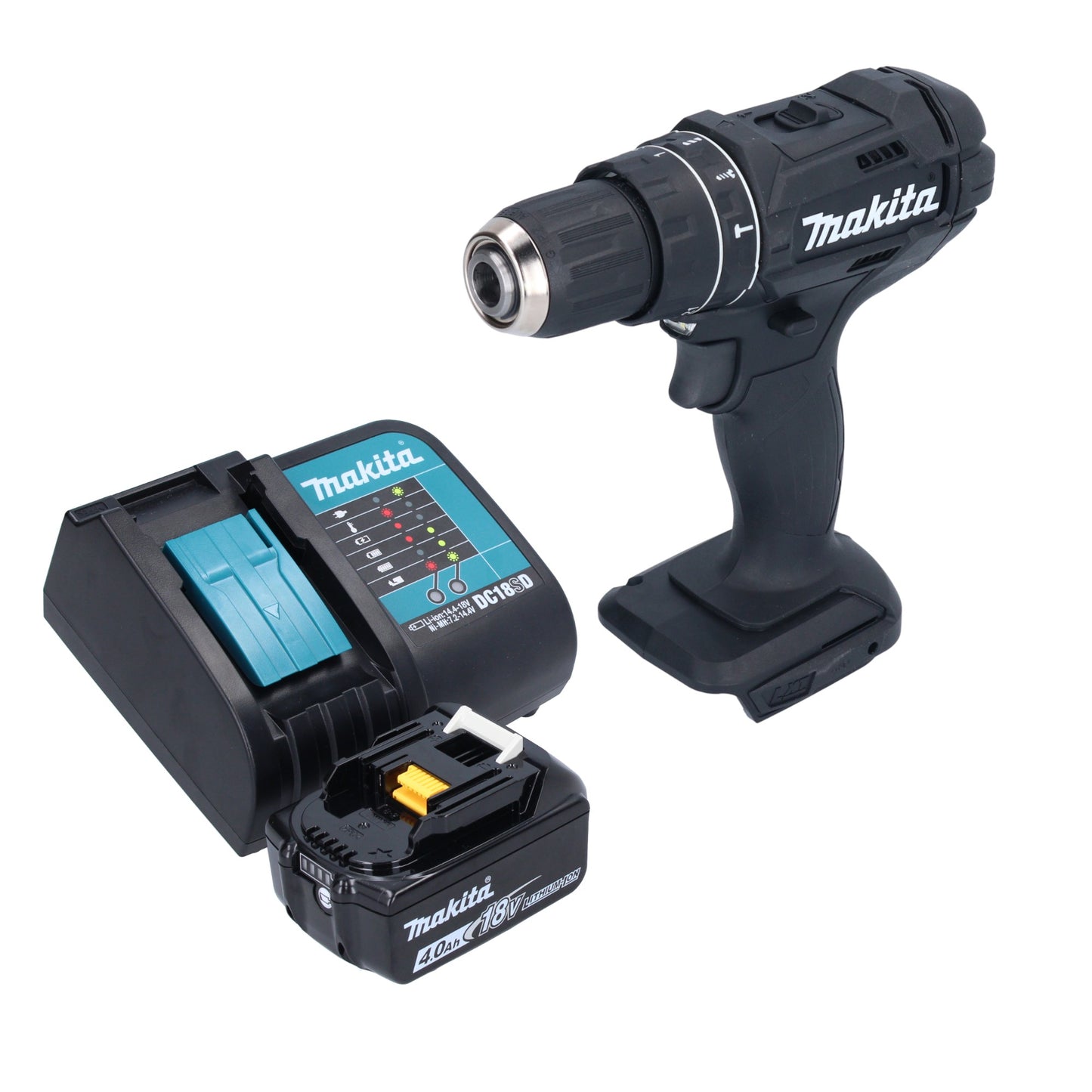 Makita DHP 482 SM1B perceuse à percussion sans fil 18 V 62 Nm noir + 1x batterie 4,0 Ah + chargeur