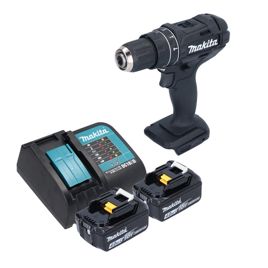 Makita DHP 482 SMB perceuse à percussion sans fil 18 V 62 Nm noir + 2x batteries 4,0 Ah + chargeur