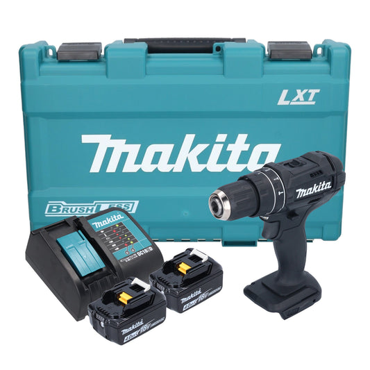 Makita DHP 482 SMKB perceuse à percussion sans fil 18 V 62 Nm noir + 2x batteries 4,0 Ah + chargeur + mallette