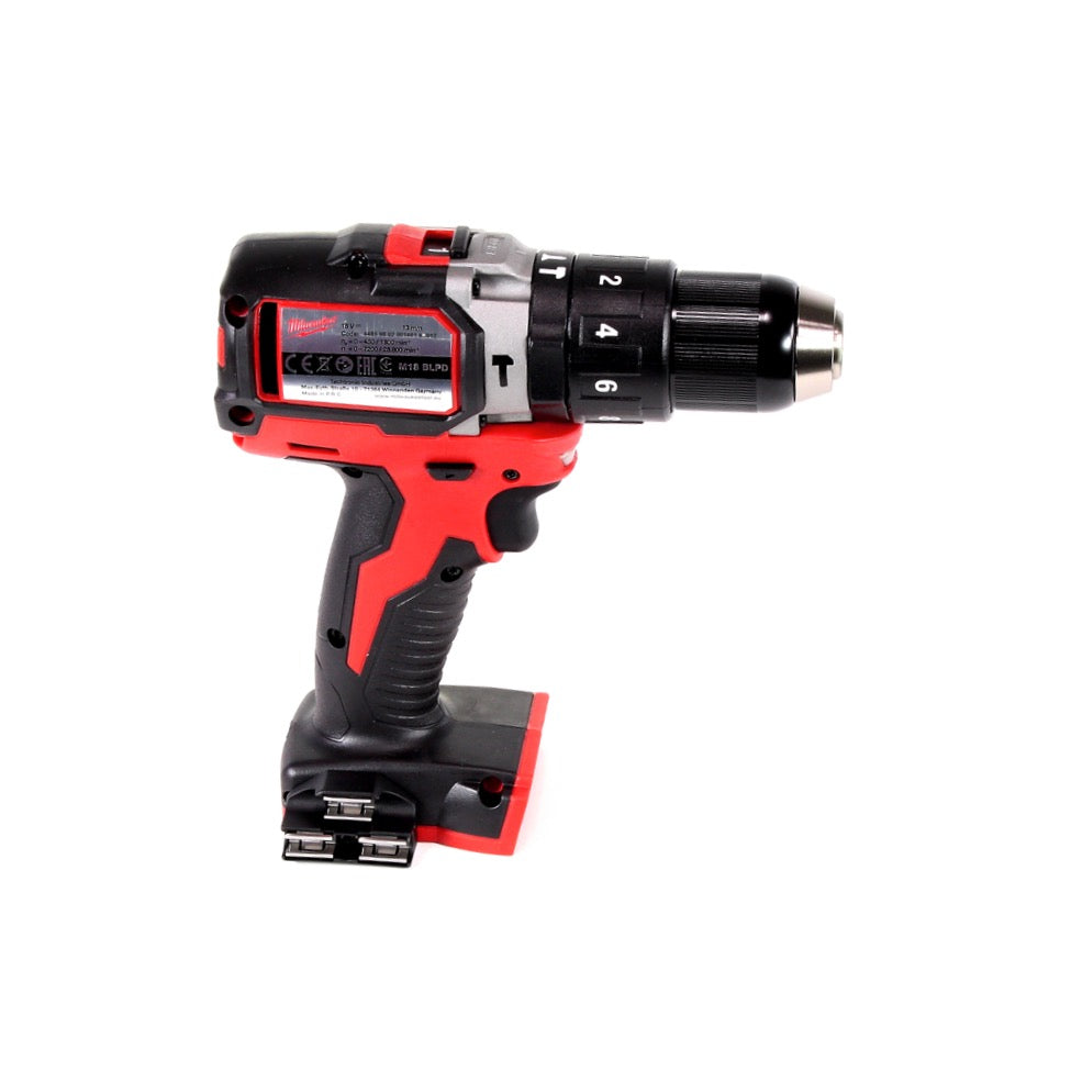 Milwaukee M18 BLPD 401 C Brushless Akku-Schlagbohrschrauber 18V - 13mm Schnellspannbohrfutter + Transportkoffer, Milwaukee M18 B4 Akku 18 V / 4,0 Ah und M12-18C Akku Ladegerät - Toolbrothers