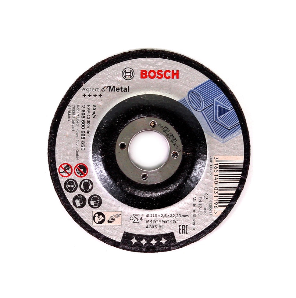 Bosch GWS 7-115 E 720W Winkelschleifer 115 mm Scheibendurchmesser ( 0601388201 ) + 25 x Bosch Trennscheibe für Metall - 115 x 22,23 mm, gekröpft ( 2608600005 ) - Toolbrothers