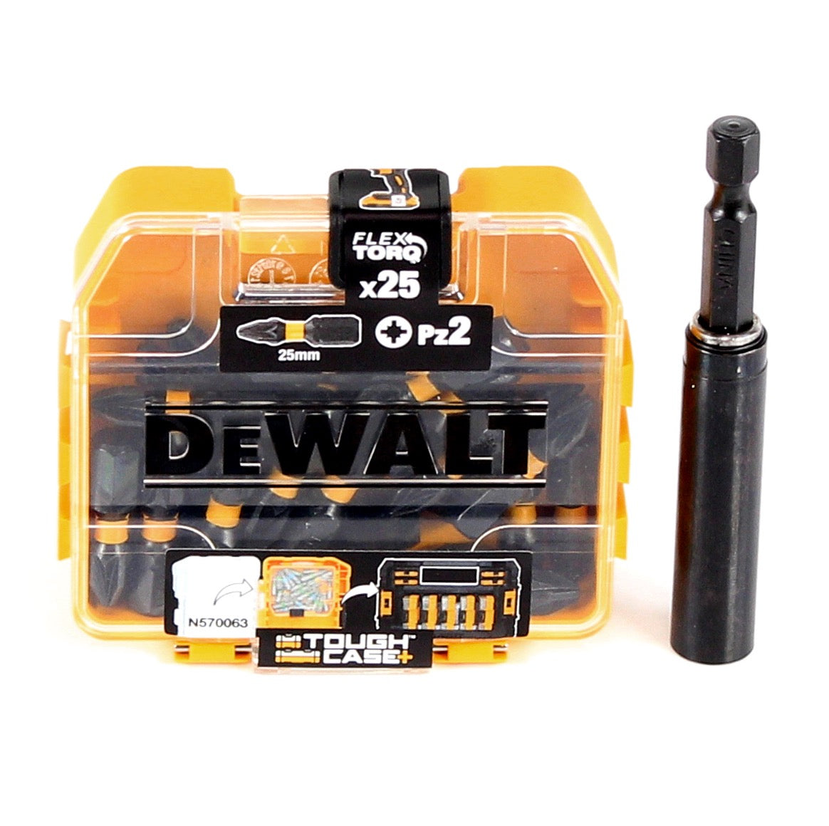 DeWalt Bit Set 25x PZ Bit FlexTorq 25 mm im Tough Case + Bithalter - Toolbrothers