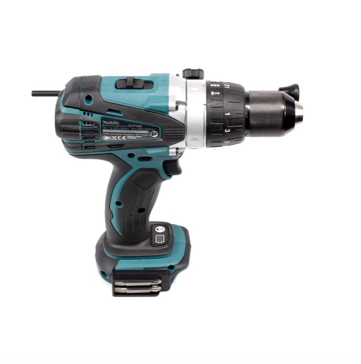 Makita DHP 458 RF1J Akku Schlagbohrschrauber 18 V 91Nm + 1x 3,0Ah Akku + Ladegerät + Makita Bit & Bohrer-Set 100-teilig - Toolbrothers