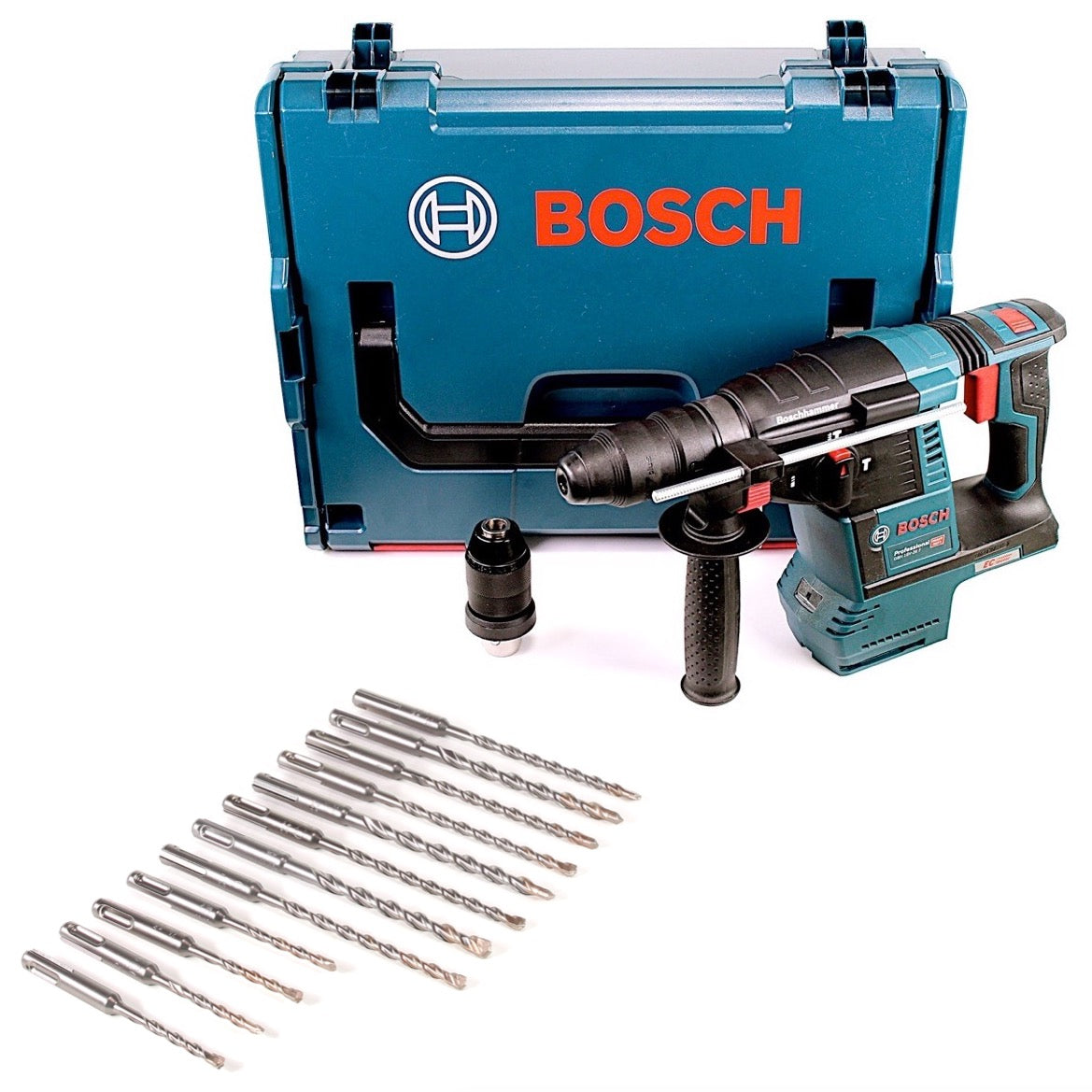 Bosch GBH 18V-26 F Akku Bohrhammer 18V 2,6J SDS-Plus in L-Boxx mit Makita SDS-VPlus Bohrerset 12 tlg. SDS-Plus - Toolbrothers