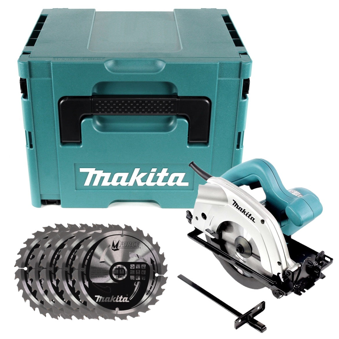 Makita 5604 R 950 W 165 mm Handkreissäge im Makpac + 5x M-FORCE Kreissägeblätter für Holz - Toolbrothers