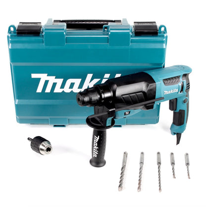 Makita HR 2630 X7 - 800 Watt 2,4 Joule Bohrhammer mit SDS - Plus Aufnahme im Koffer + 5-tlg SDS-VPlus Hammerbohrer-Set - Toolbrothers