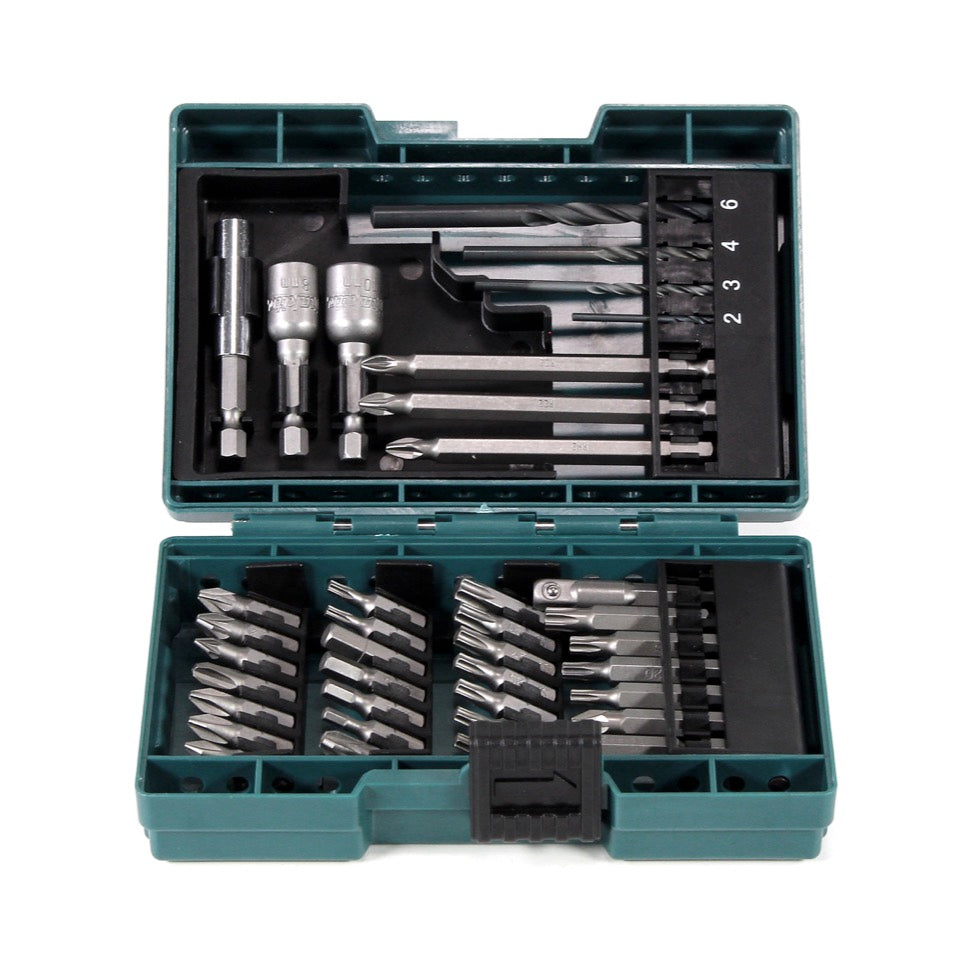 Makita DHP 458 SM1J Akku Schlagbohrschrauber 18 V 91Nm im Makpac + 4,0 Ah Akku + Ladegerät + 38 tlg. Bit- & Bohrer Set - Toolbrothers