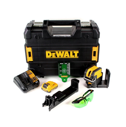 DeWalt DCE0825D1G Kreuzlinienlaser 10,8 V 5 Spot Cross Line Grün im T-Stak + 1x 2,0 Ah Akku und Ladegerät + Zubehör - Toolbrothers