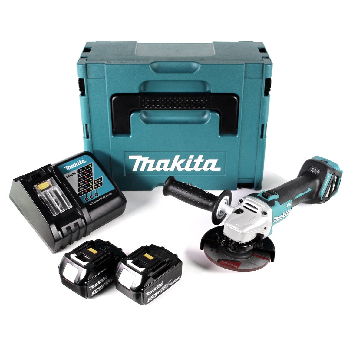 Makita DGA 511 RFJ Akku Winkelschleifer 18V 125mm Brushless + 2x Akku 3,0Ah + Ladegerät + Makpac - Toolbrothers