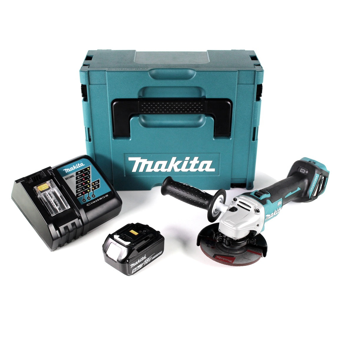 Makita DGA 511 RT1J Akku Winkelschleifer 18V 125mm Brushless + 1x Akku 5,0Ah + Ladegerät + Makpac - Toolbrothers