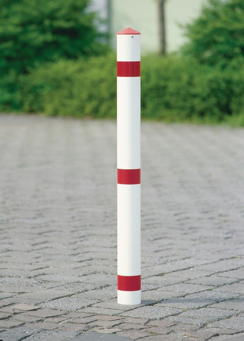 Poteau de barrière URBANUS acier rouge-blanc Ø 76 mm (9192490071)