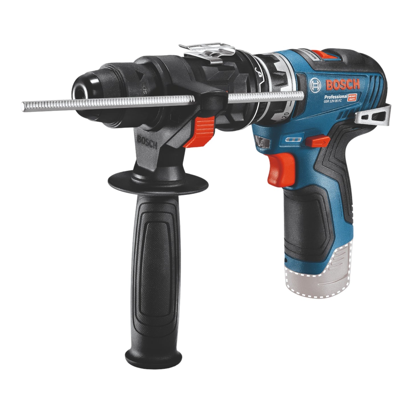 Bosch GSR 12V-35 FC Akku Bohrschrauber 12 V 35 Nm Brushless + 1x Akku 3,0 Ah + 2x Aufsatz + L-Boxx - ohne Ladegerät