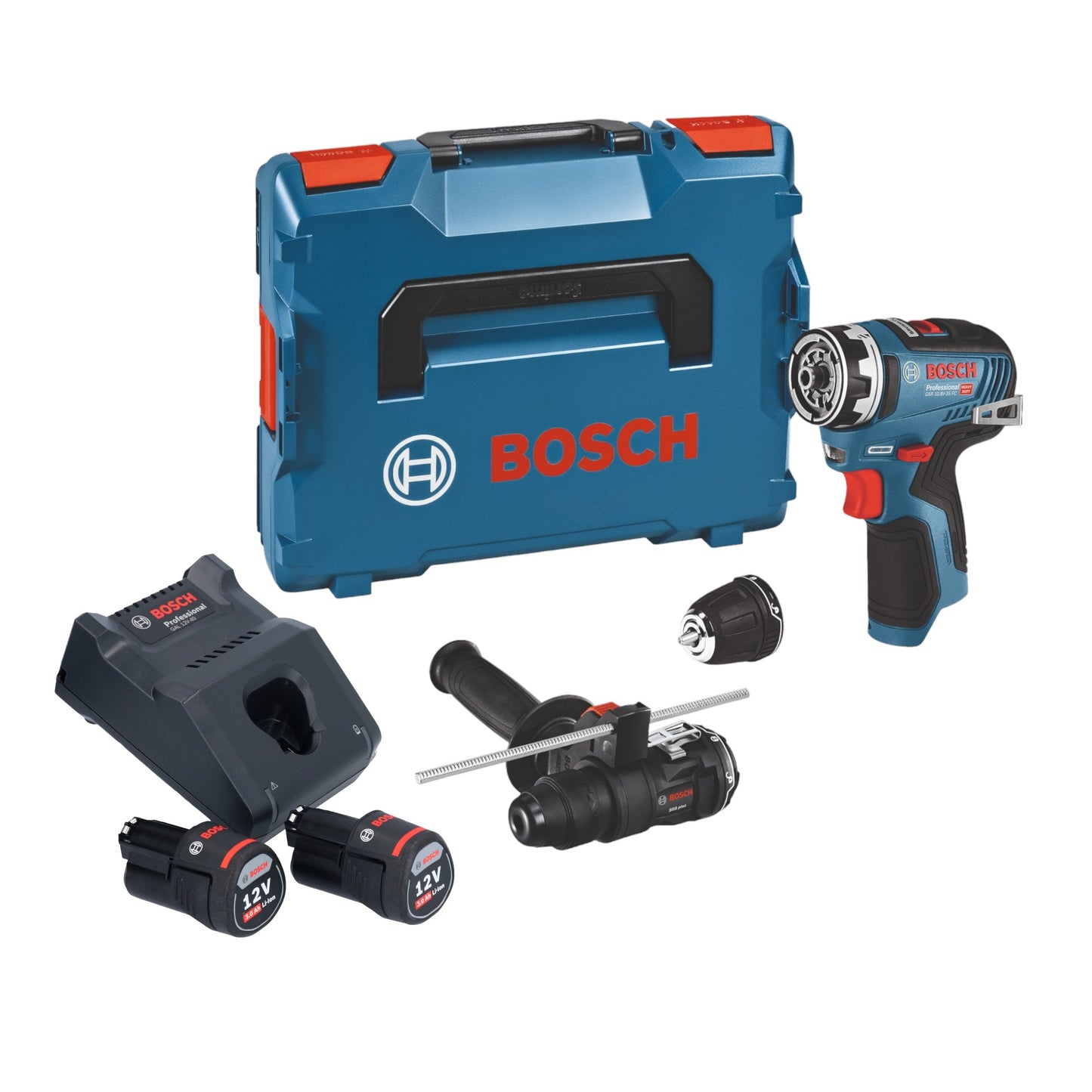 Bosch GSR 12V-35 FC perceuse-visseuse sans fil 12 V 35 Nm sans balais (06019H3009) + 2x batterie 3,0 Ah + chargeur + 2x embout + L-Boxx