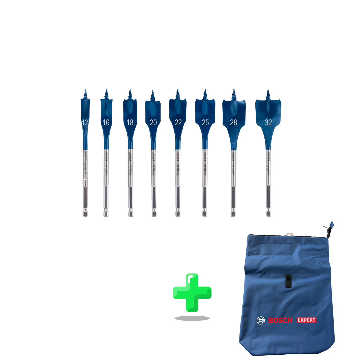 Bosch EXPERT SelfCut Speed ​​​​jeu de forets à fraiser plats 8 pièces + sac à dos Bosch Expert