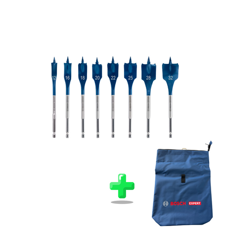 Bosch EXPERT SelfCut Speed ​​​​jeu de forets à fraiser plats 8 pièces + sac à dos Bosch Expert