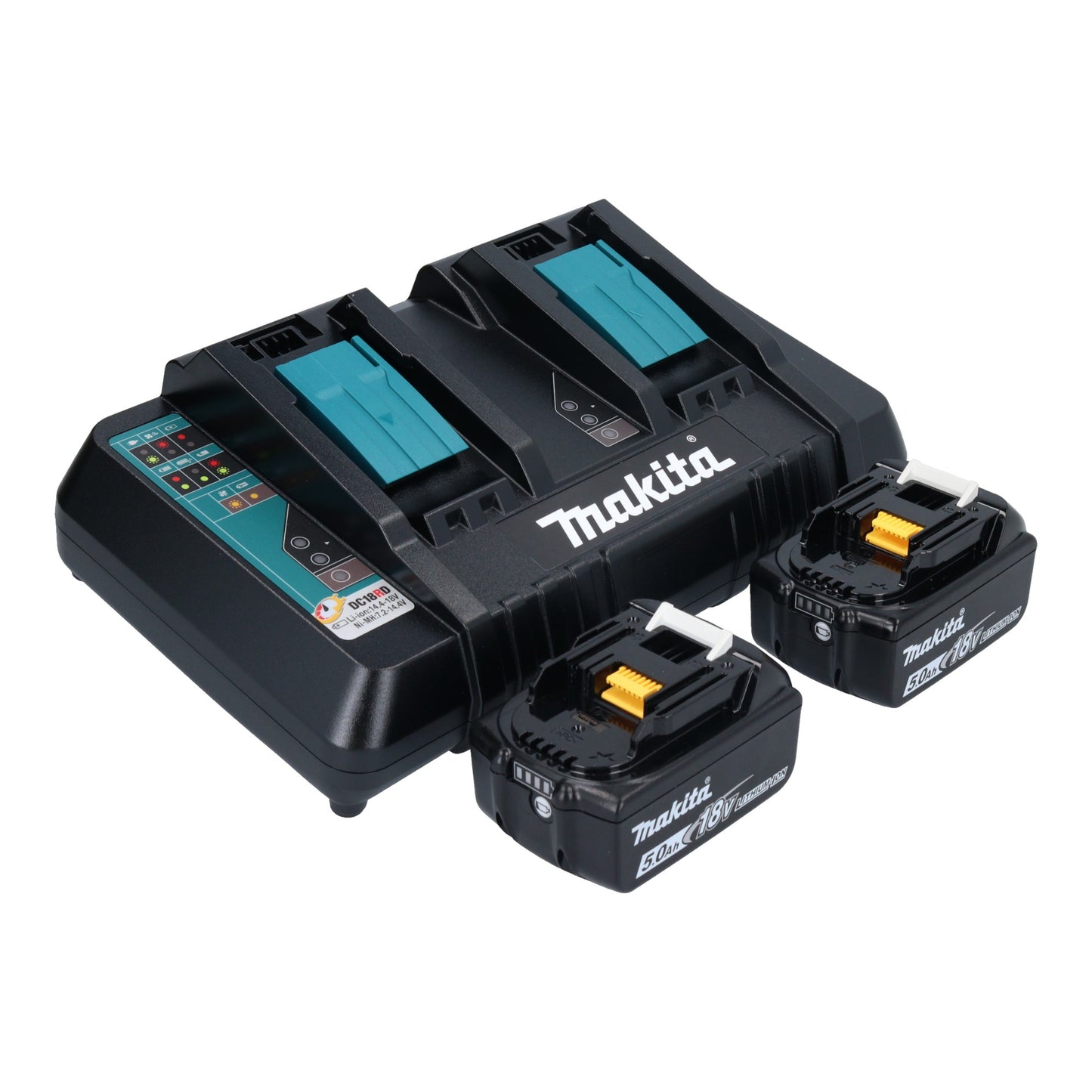 Makita DLM 480 PT2 tondeuse à gazon sans fil 36 V (2x 18 V) 48 cm 62 l + 2x batterie 5,0 Ah + chargeur