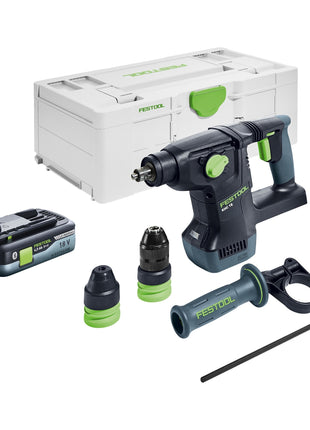 Marteau combiné à batterie Festool KHC 18 EB-Basic 18 V 2,6 J SDS-Plus brushless + 1x batterie 4,0 Ah + Systainer - sans chargeur