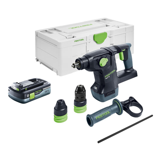 Marteau combiné à batterie Festool KHC 18 EB-Basic 18 V 2,6 J SDS-Plus brushless + 1x batterie 4,0 Ah + Systainer - sans chargeur