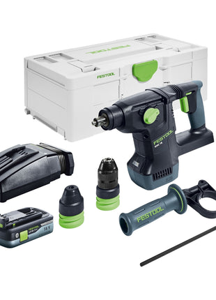 Marteau combiné à batterie Festool KHC 18 EB-Basic 18 V 2,6 J SDS-Plus brushless + 1x batterie 4,0 Ah + chargeur + systainer